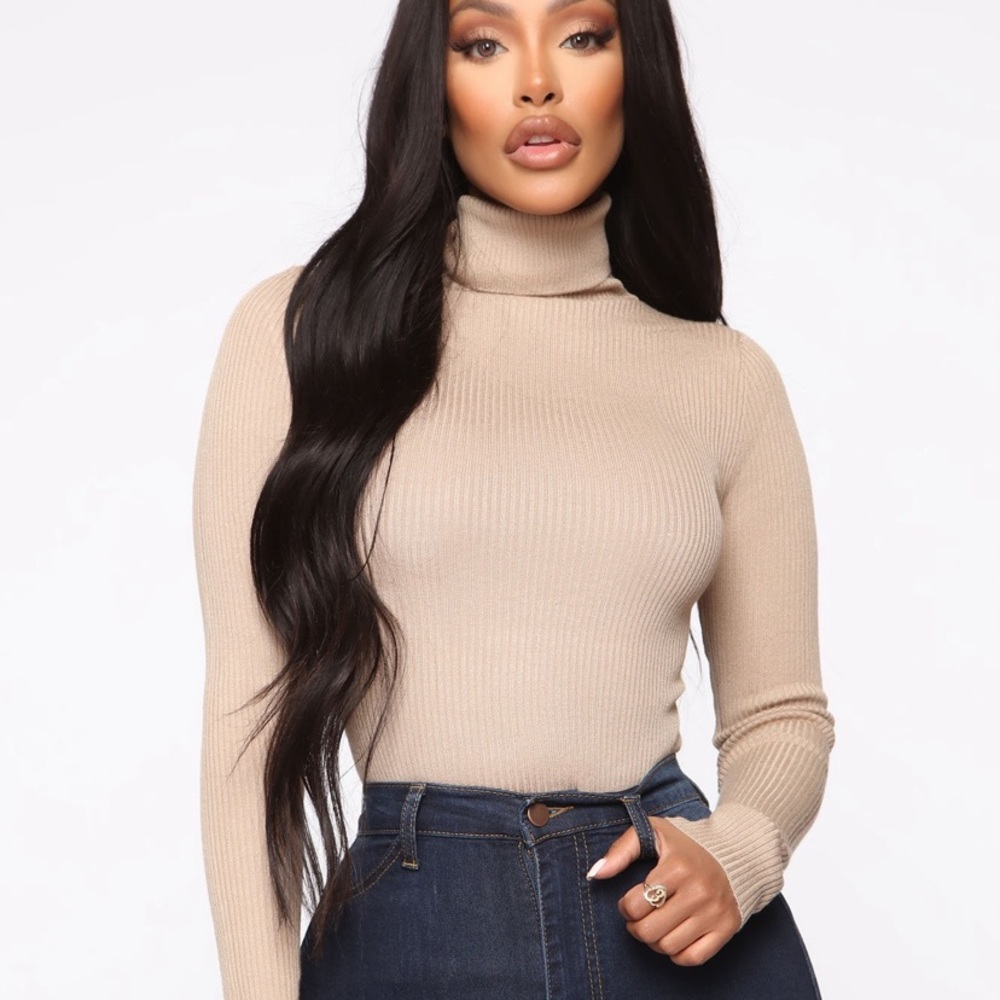 Tara Turtle Neck Sweater - Khaki Small